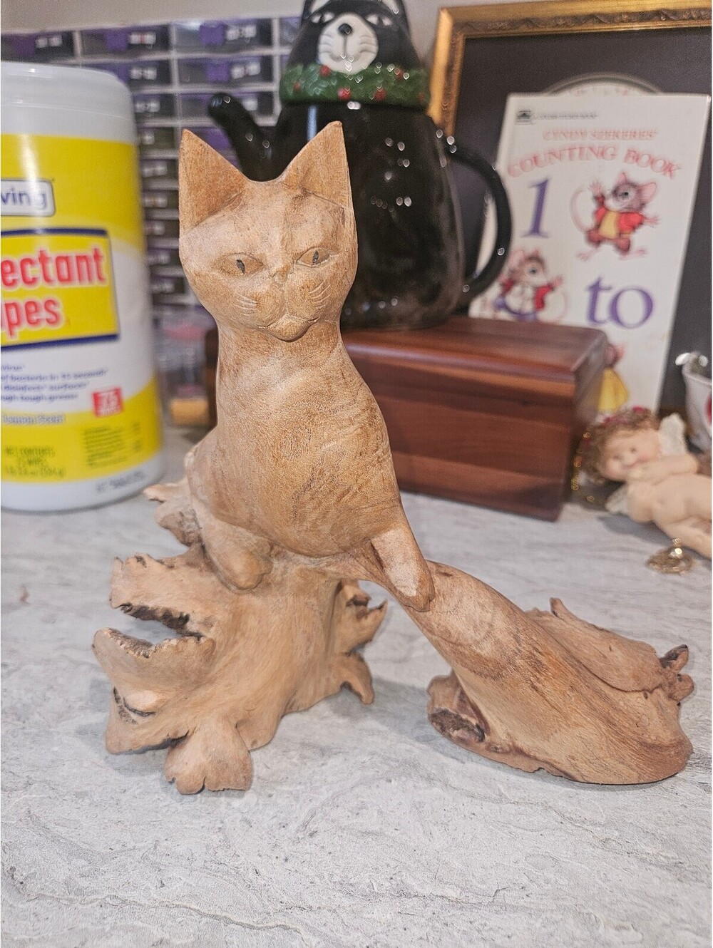 Hand carved cat